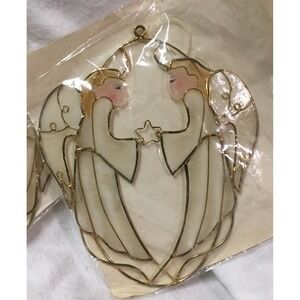 Vintage ENESCO Capiz Shells Angels Christmas Ornament Sun Catcher  1989